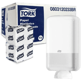 Kit: 1 Dispenser Tork  Interfolhado + 1 caixa de papel higiênico Tork Interfolhado folha dupla 620 folhas