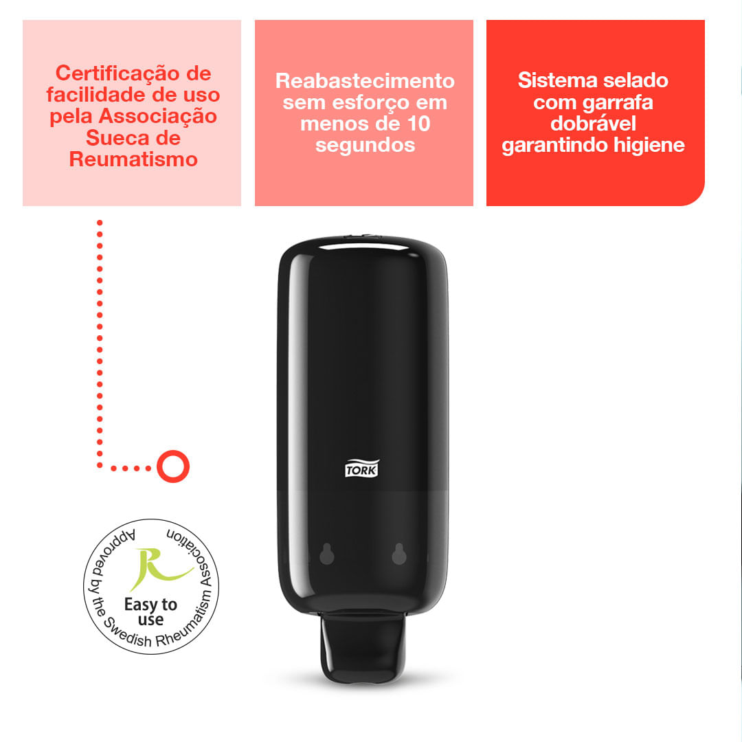 DispenserparaSaboneteEspumaTorkPreto