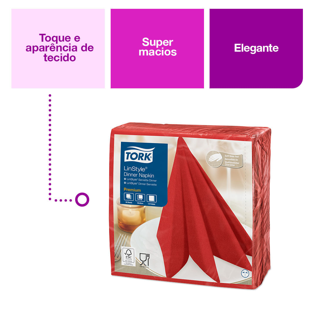 GuardanapoLINSTYLE®PremiumTorkVermelho50folhas