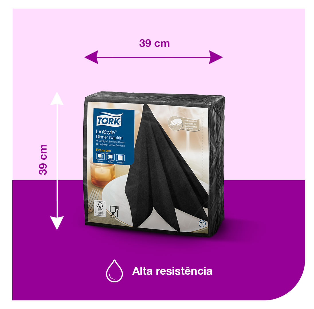 GuardanapoLINSTYLE®PremiumTorkPreto50folhas