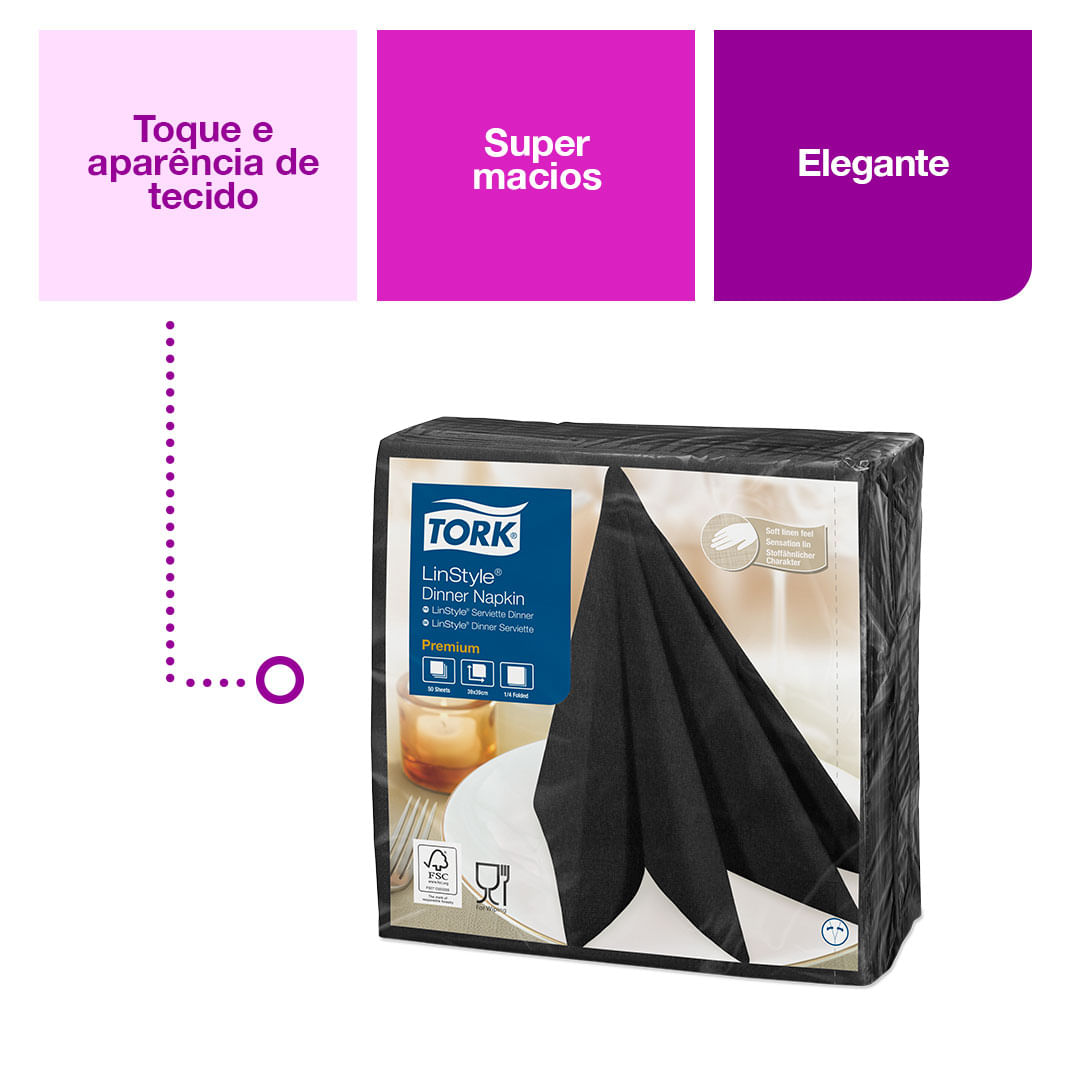 GuardanapoLINSTYLE®PremiumTorkPreto50folhas