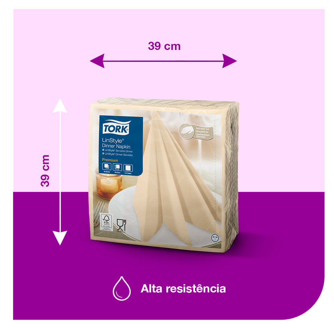 GuardanapoLINSTYLE®PremiumTorkBege50folhas
