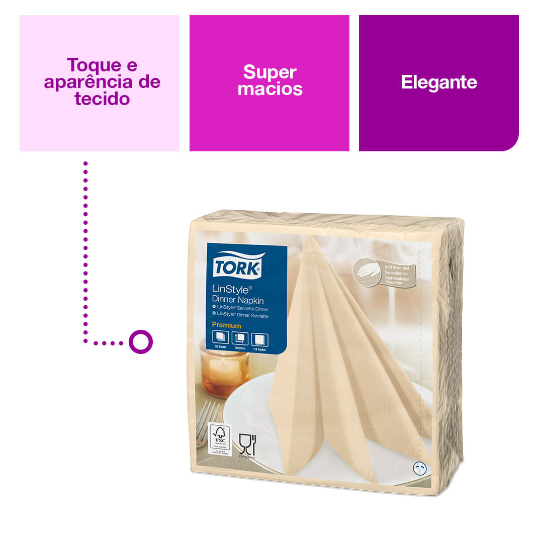 GuardanapoLINSTYLE®PremiumTorkBege50folhas